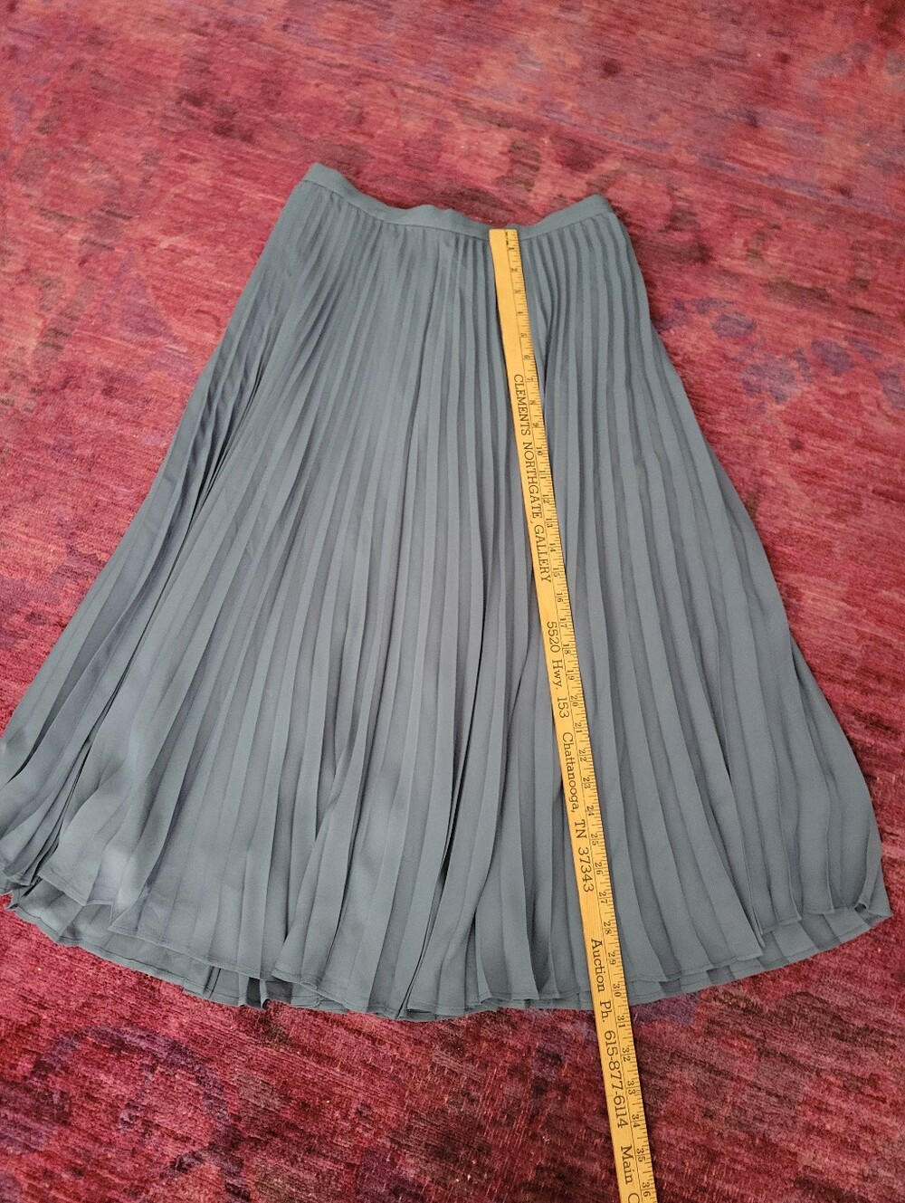 Banana Republic Pleated Midi Skirt Gray Blue polyester Chiffon Fully Lined SZ 6